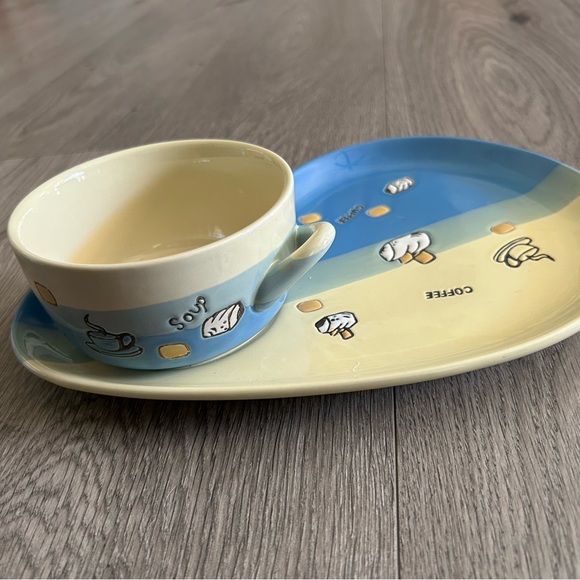 Ceramic Coffee Or Soup Mug With Tray Set - Picture 2 of 5